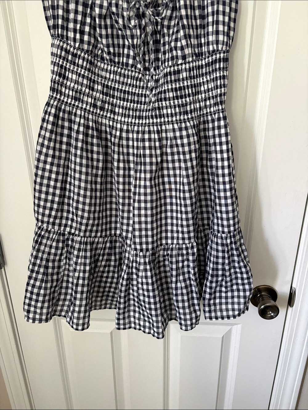 Abercrombie & Fitch Black and White Gingham Smocked Mini Dress - Picture 3 of 6